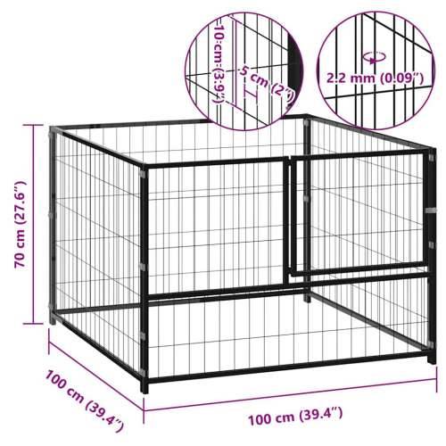 Kavez za pse crni 100 x 100 x 70 cm čelični - Crna 100 x 100 x 70 cm 1 Cijena