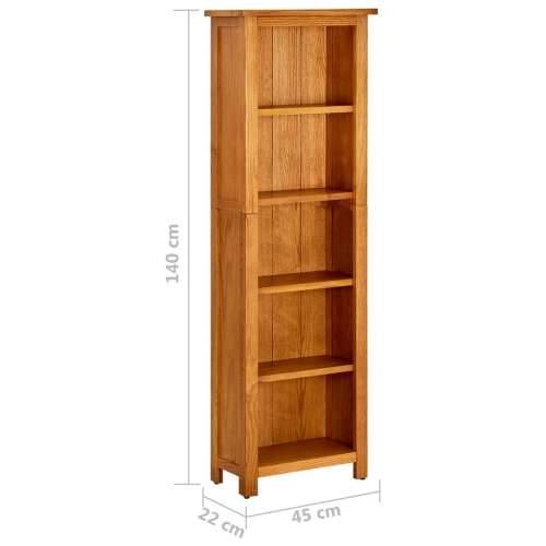 Police za knjige s 5 razina 45x22x140 cm od masivne hrastovine - 45 x 22 x 140 cm 1 Cijena