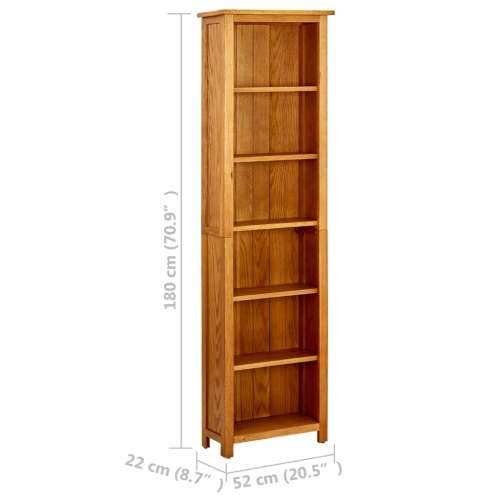 Police za knjige s 6 razine 52x22x180 cm od masivne hrastovine 52 x 22 x 180 cm 1 Cijena