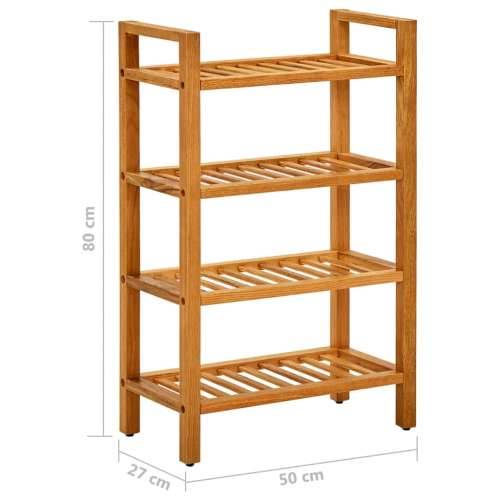 Stalak za obuću s 4 police 50x27x80 cm od masivne hrastovine - 1 80 cm 50 cm Cijena