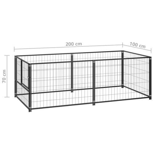 Kavez za pse crni 200 x 100 x 70 cm čelični Cijena