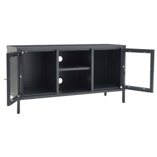 TV ormarić antracit 105 x 35 x 52 cm od čelika i stakla - Antracit 1 Cijena