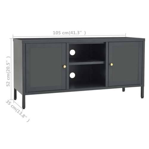 TV ormarić antracit 105 x 35 x 52 cm od čelika i stakla - Antracit 1 Cijena