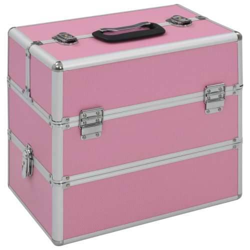 Kovčeg za šminku 37 x 24 x 35 cm ružičasti aluminijski Cijena