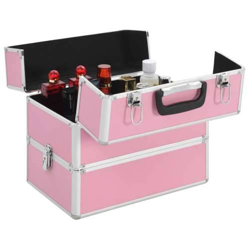 Kovčeg za šminku 37 x 24 x 35 cm ružičasti aluminijski Cijena