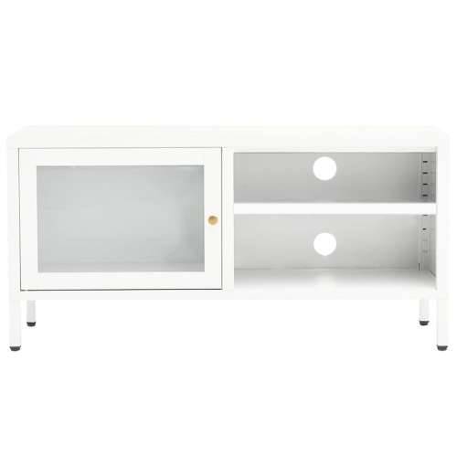 TV ormarić bijeli 90 x 30 x 44 cm od čelika i stakla - Bijela 1 Cijena
