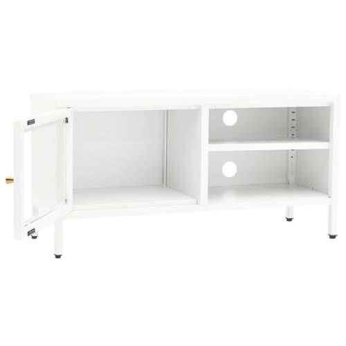 TV ormarić bijeli 90 x 30 x 44 cm od čelika i stakla - Bijela 1 Cijena