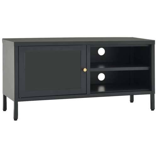 TV ormarić antracit 90 x 30 x 44 cm od čelika i stakla - Antracit 1 Cijena