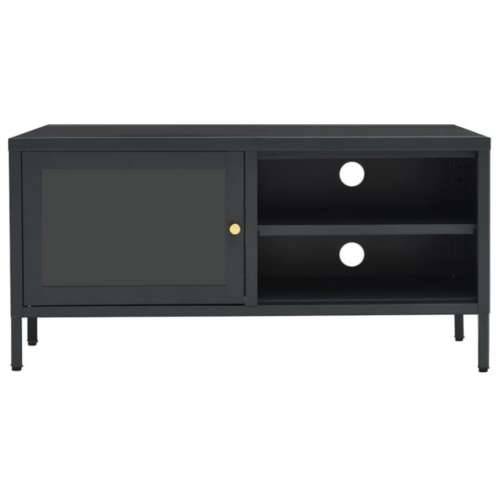 TV ormarić antracit 90 x 30 x 44 cm od čelika i stakla - Antracit 1 Cijena