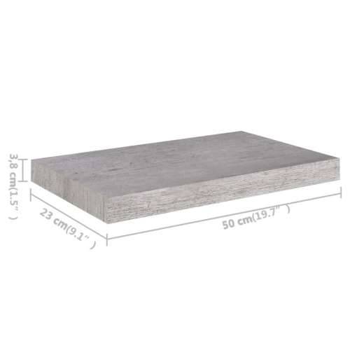 Plutajuća zidna polica siva boja betona 50 x 23 x 3,8 cm MDF Cijena