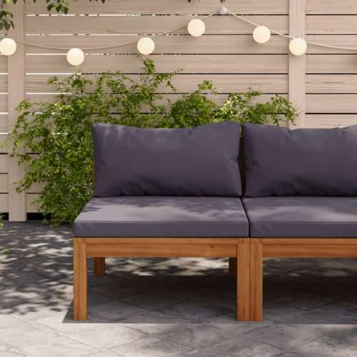 Modularna srednja sofa s tamnosivim jastucima bagremovo drvo