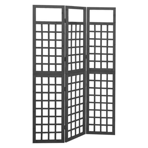 Sobna pregrada / rešetka s 3 panela od jelovine 121x180 cm crna