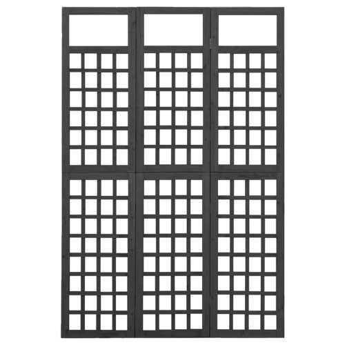 Sobna pregrada / rešetka s 3 panela od jelovine 121x180 cm crna Cijena