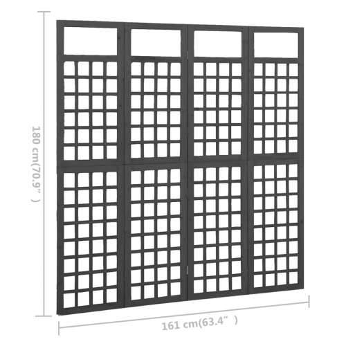 Sobna pregrada / rešetka s 4 panela od jelovine 161x180 cm crna Cijena