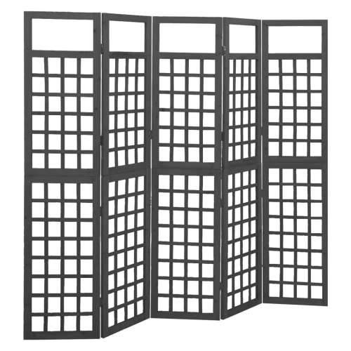 Sobna pregrada / rešetka s 5 panela jelovina 201,5x180 cm crna