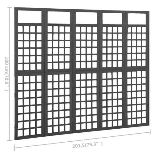 Sobna pregrada / rešetka s 5 panela jelovina 201,5x180 cm crna Cijena