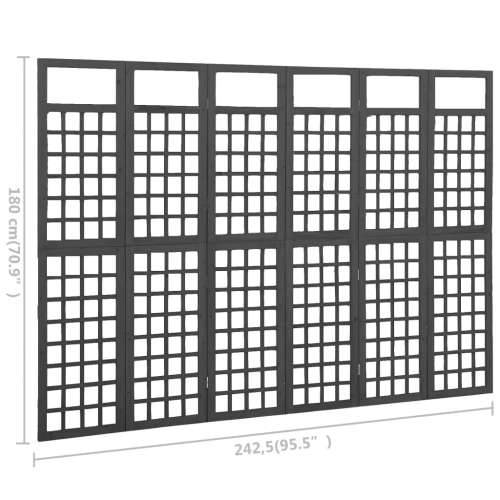 Sobna pregrada / rešetka sa 6 panela jelovina 242,5x180 cm crna Cijena