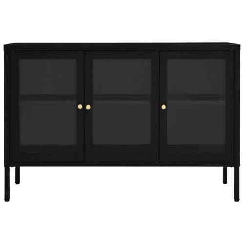 Komoda crna 105 x 35 x 70 cm od čelika i stakla Crna 1 Cijena