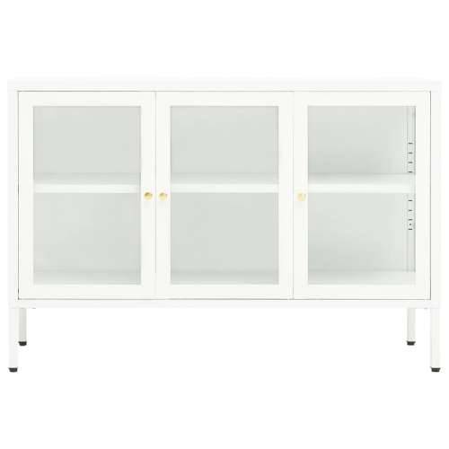 Komoda bijela 105 x 35 x 70 cm od čelika i stakla Bijela 1 Cijena