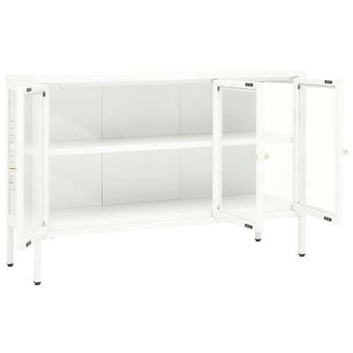 Komoda bijela 105 x 35 x 70 cm od čelika i stakla Bijela 1 Cijena