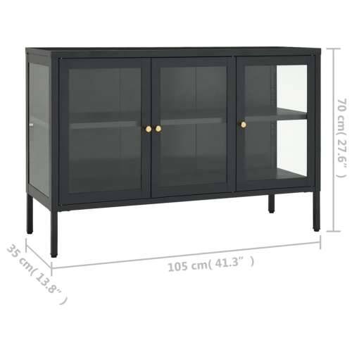 Komoda antracit 105 x 35 x 70 cm od čelika i stakla - Antracit 1 Cijena