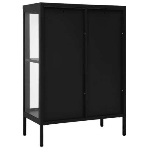 Komoda crna 75 x 35 x 105 cm od čelika i stakla Crna 1 Cijena