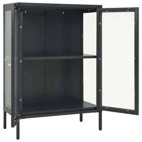 Komoda antracit 75 x 35 x 105 cm od čelika i stakla Antracit 1 Cijena