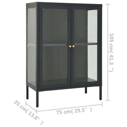 Komoda antracit 75 x 35 x 105 cm od čelika i stakla Antracit 1 Cijena