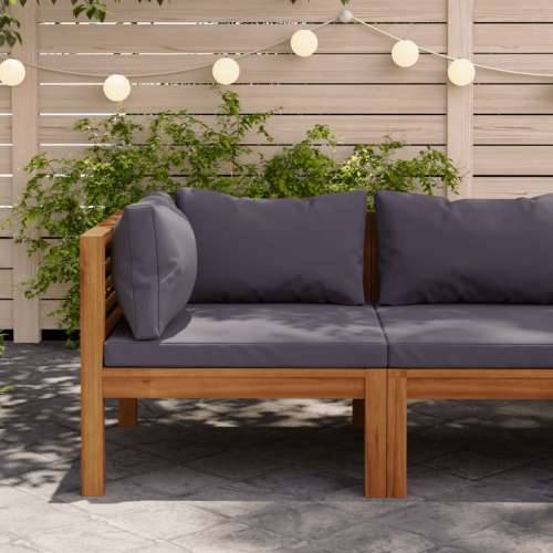 Modularna kutna sofa s tamnosivim jastucima bagremovo drvo
