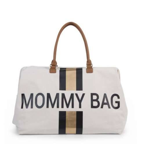 Childhome Torba Mommy Bag Big Canvas Off White stripes black/gold