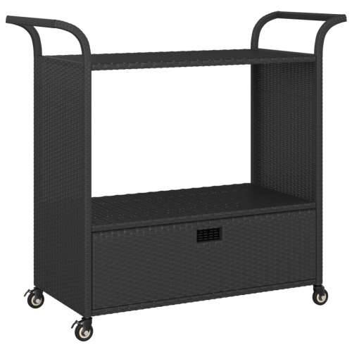 Barska kolica s ladicom crna 100 x 45 x 97 cm od poliratana - Crna Cijena