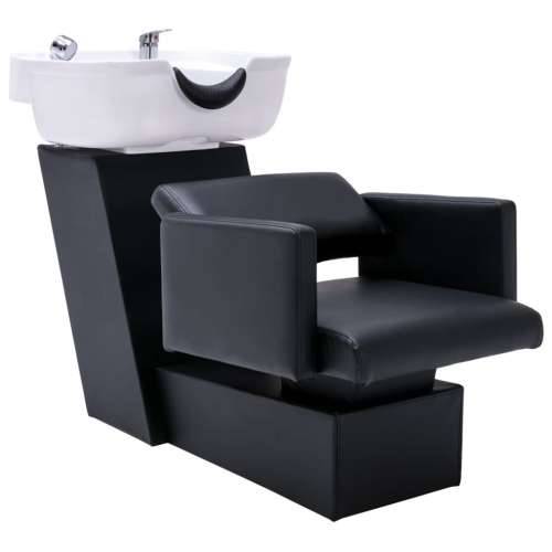 Stolica s umivaonikom crno-bijela 129 x 59 x 82 cm umjetna koža Cijena