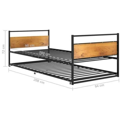 Okvir kreveta na razvlačenje crni metalni 90 x 200 cm Cijena