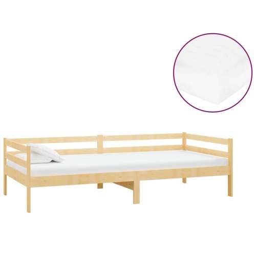 Dnevni ležaj s madracem 90 x 200 cm od masivne borovine - Smeđa Cijena