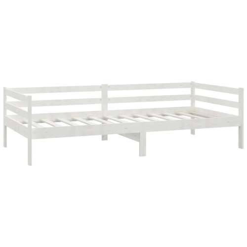 Dnevni ležaj s madracem 90 x 200 cm bijeli od masivne borovine - Bijela Cijena
