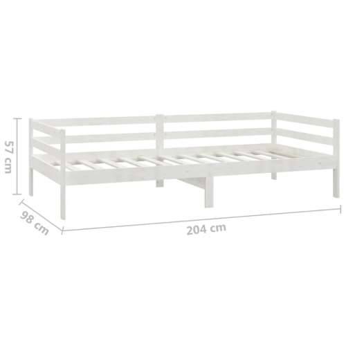 Dnevni ležaj s madracem 90 x 200 cm bijeli od masivne borovine - Bijela Cijena