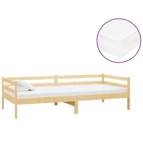 Dnevni ležaj s madracem 90 x 200 cm od masivne borovine - Smeđa Cijena
