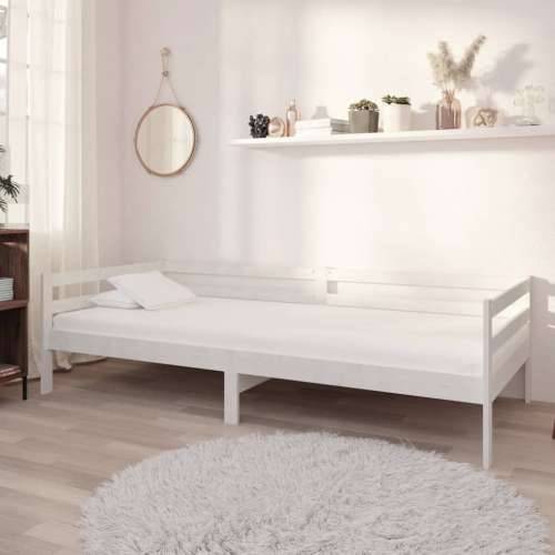 Dnevni ležaj s madracem 90 x 200 cm bijeli od masivne borovine - Bijela Cijena