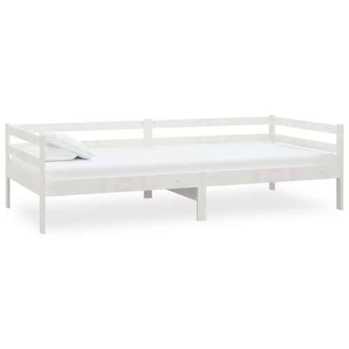 Dnevni ležaj s madracem 90 x 200 cm bijeli od masivne borovine - Bijela Cijena