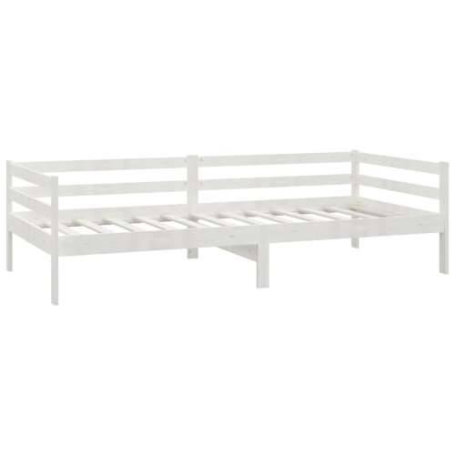 Dnevni ležaj s madracem 90 x 200 cm bijeli od masivne borovine - Bijela Cijena
