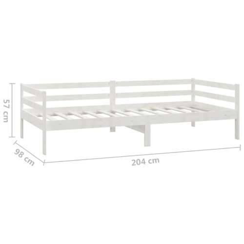 Dnevni ležaj s madracem 90 x 200 cm bijeli od masivne borovine - Bijela Cijena