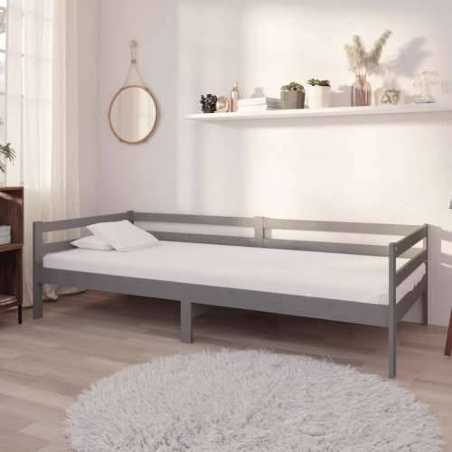 Dnevni ležaj s madracem 90 x 200 cm sivi od masivne borovine Siva Cijena