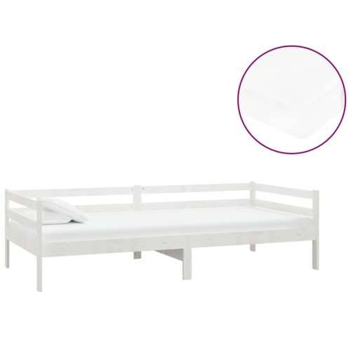 Dnevni ležaj s madracem 90 x 200 cm bijeli od masivne borovine - Bijela Cijena