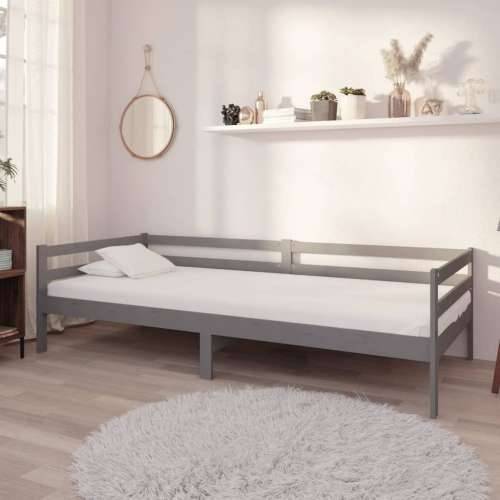 Dnevni ležaj s madracem 90 x 200 cm sivi od masivne borovine Siva Cijena