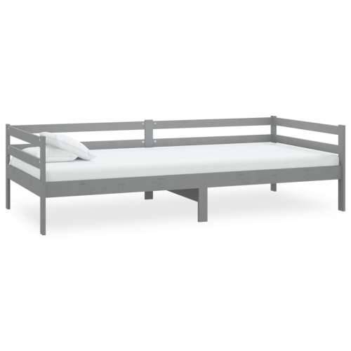 Dnevni ležaj s madracem 90 x 200 cm sivi od masivne borovine Siva Cijena