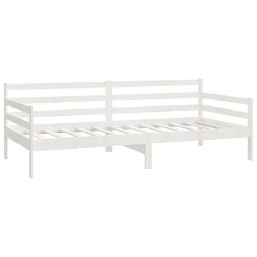 Dnevni ležaj s madracem 90 x 200 cm bijeli od masivne borovine - Bijela Cijena