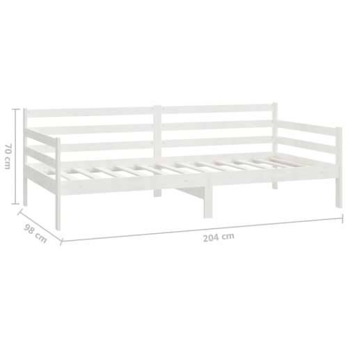 Dnevni ležaj s madracem 90 x 200 cm bijeli od masivne borovine - Bijela Cijena