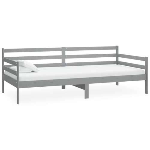 Dnevni ležaj s madracem 90 x 200 cm sivi od masivne borovine - Siva Cijena