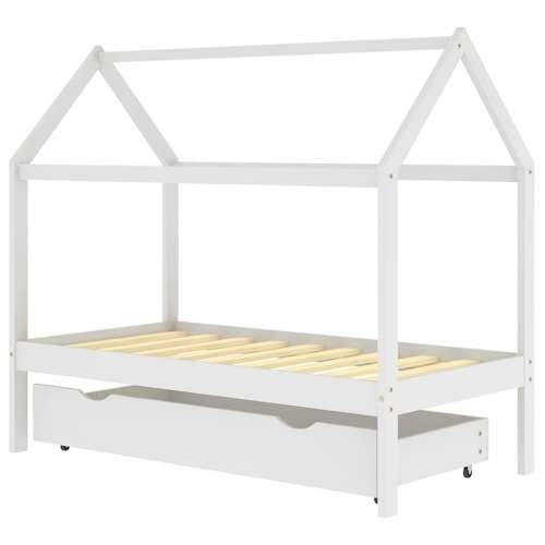 Okvir za dječji krevet s ladicom od borovine bijeli 80 x 160 cm Bijela 80 x 160 cm 1 ladicom Cijena
