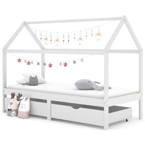 Okvir za dječji krevet s ladicama bijeli 90x200 cm od borovine Cijena